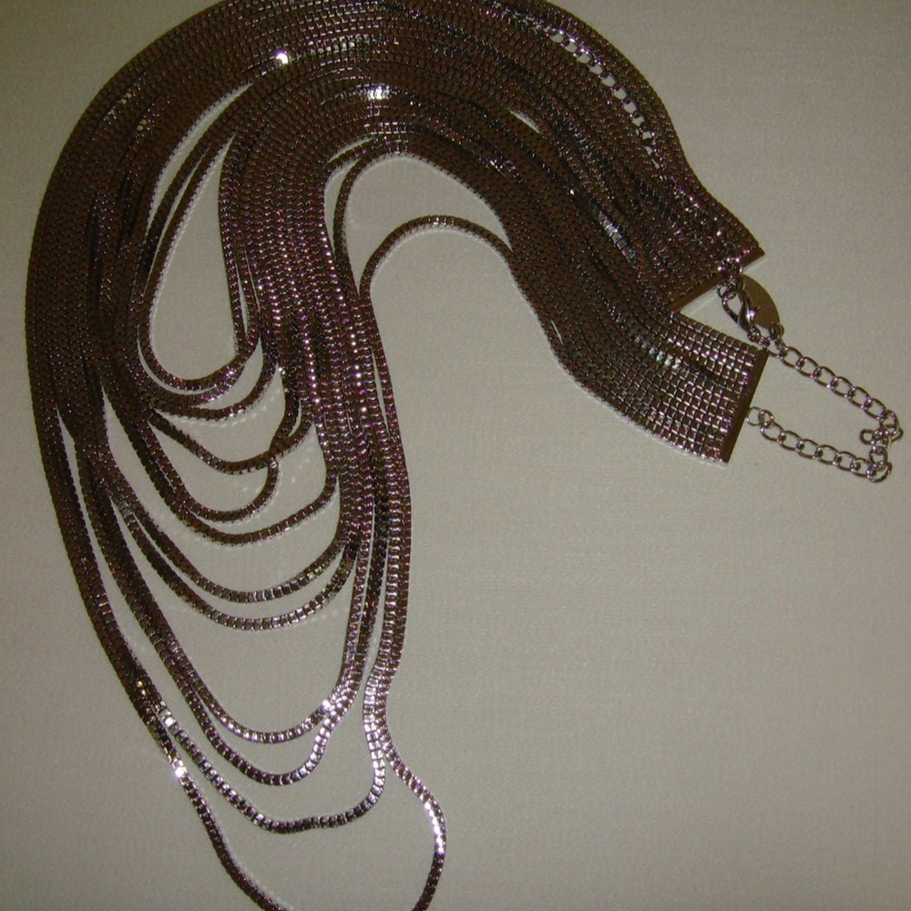 CARA 12 Strand Silver-Tone Cascading Necklace - Picture 7 of 9